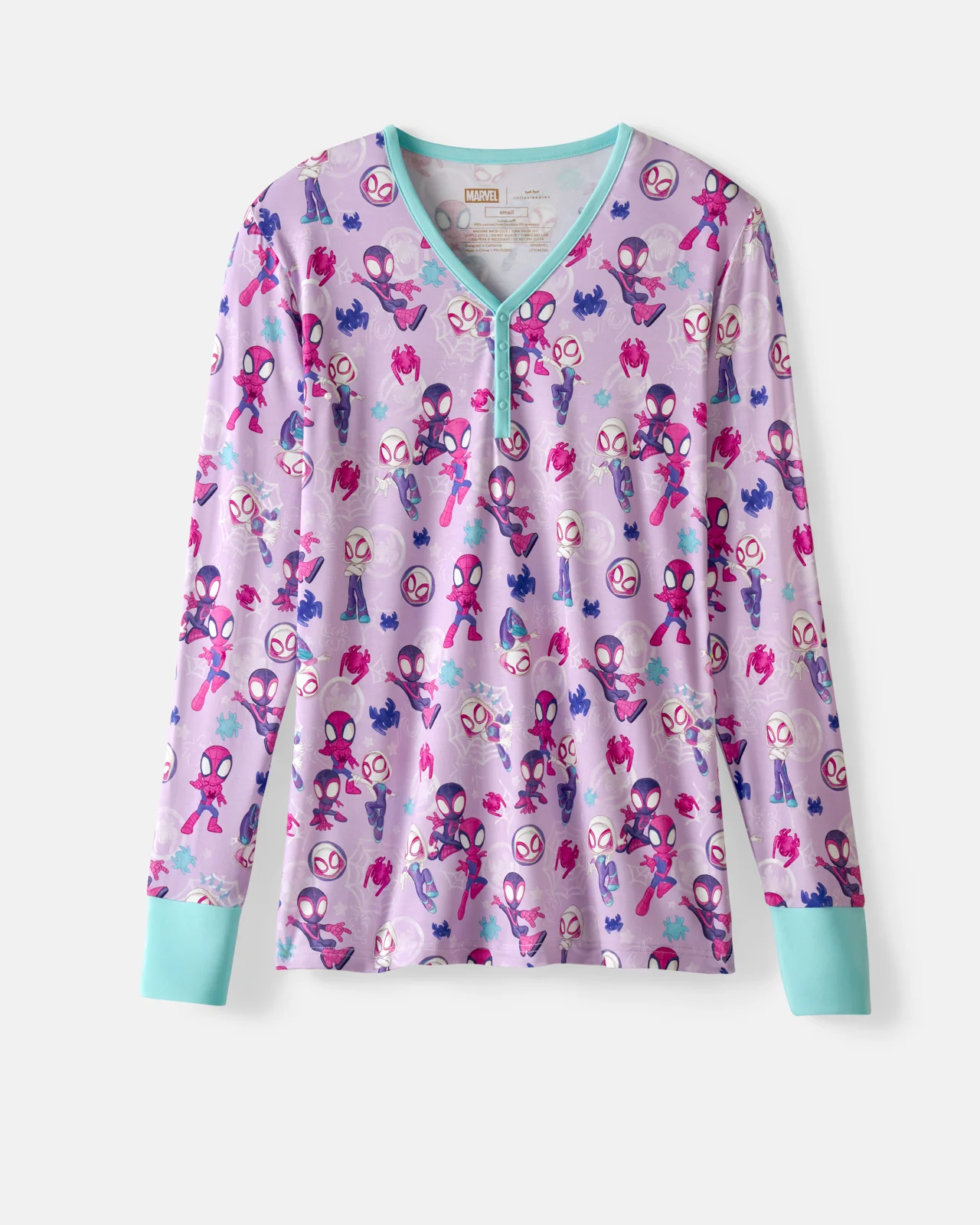 Spidey & His Amazing Friends Purple Tiny Webs Women's Long Sleeve Pajama Top - Image 4