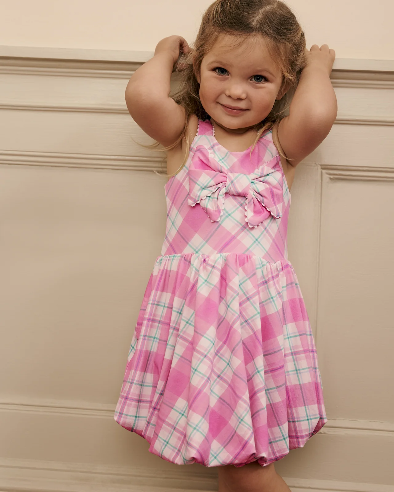 Springtime Plaid Bow Bubble Dress - Image 5