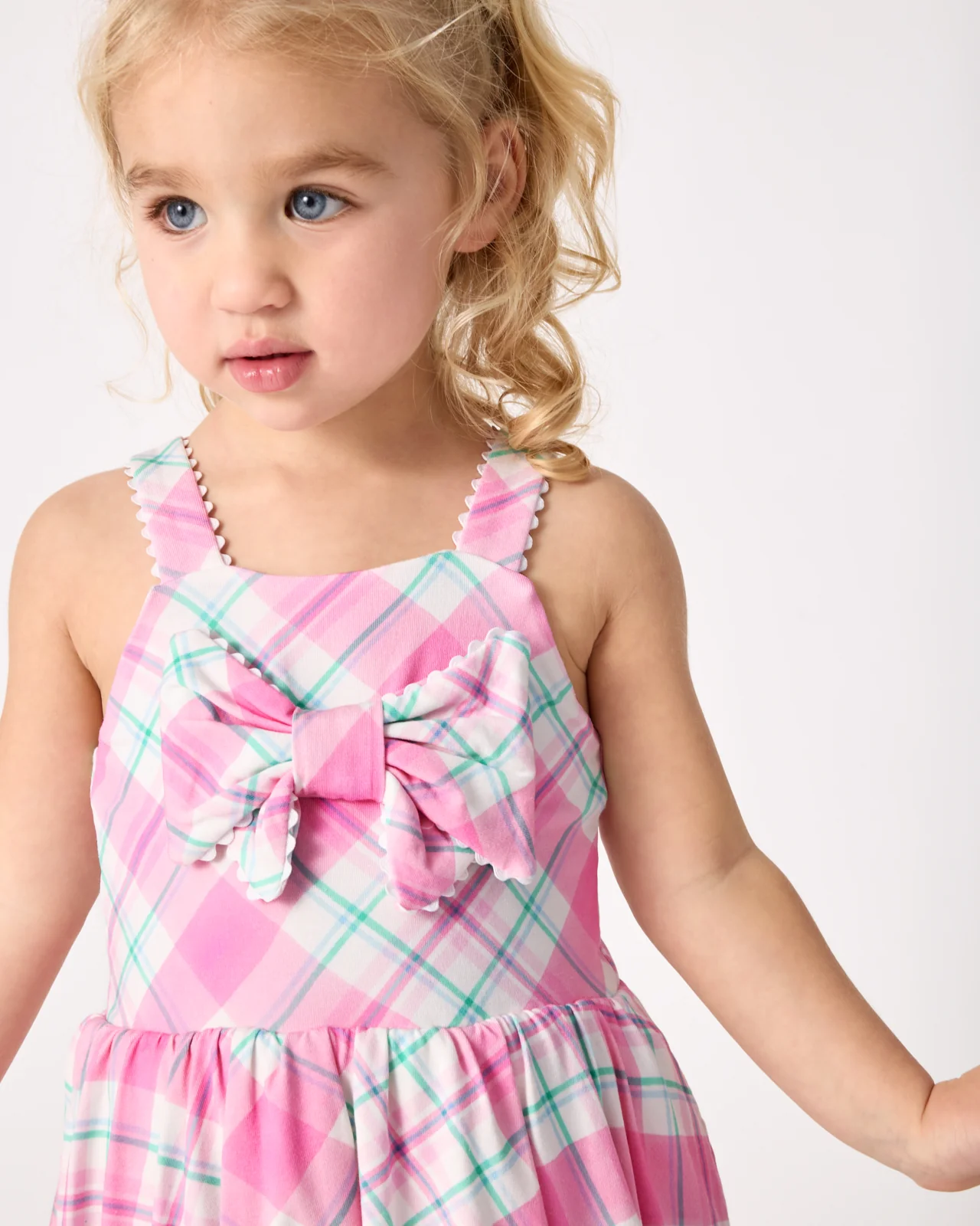 Springtime Plaid Bow Bubble Dress - Image 6