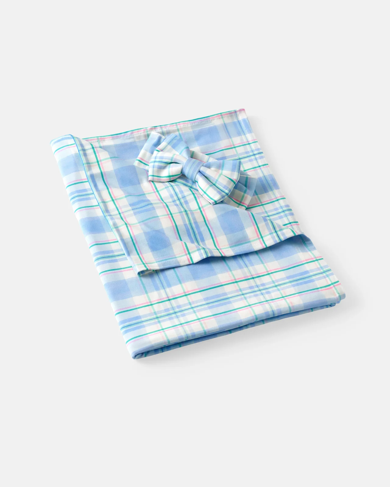 Springtime Plaid Swaddle & Luxe Bow Headband Set - Image 4