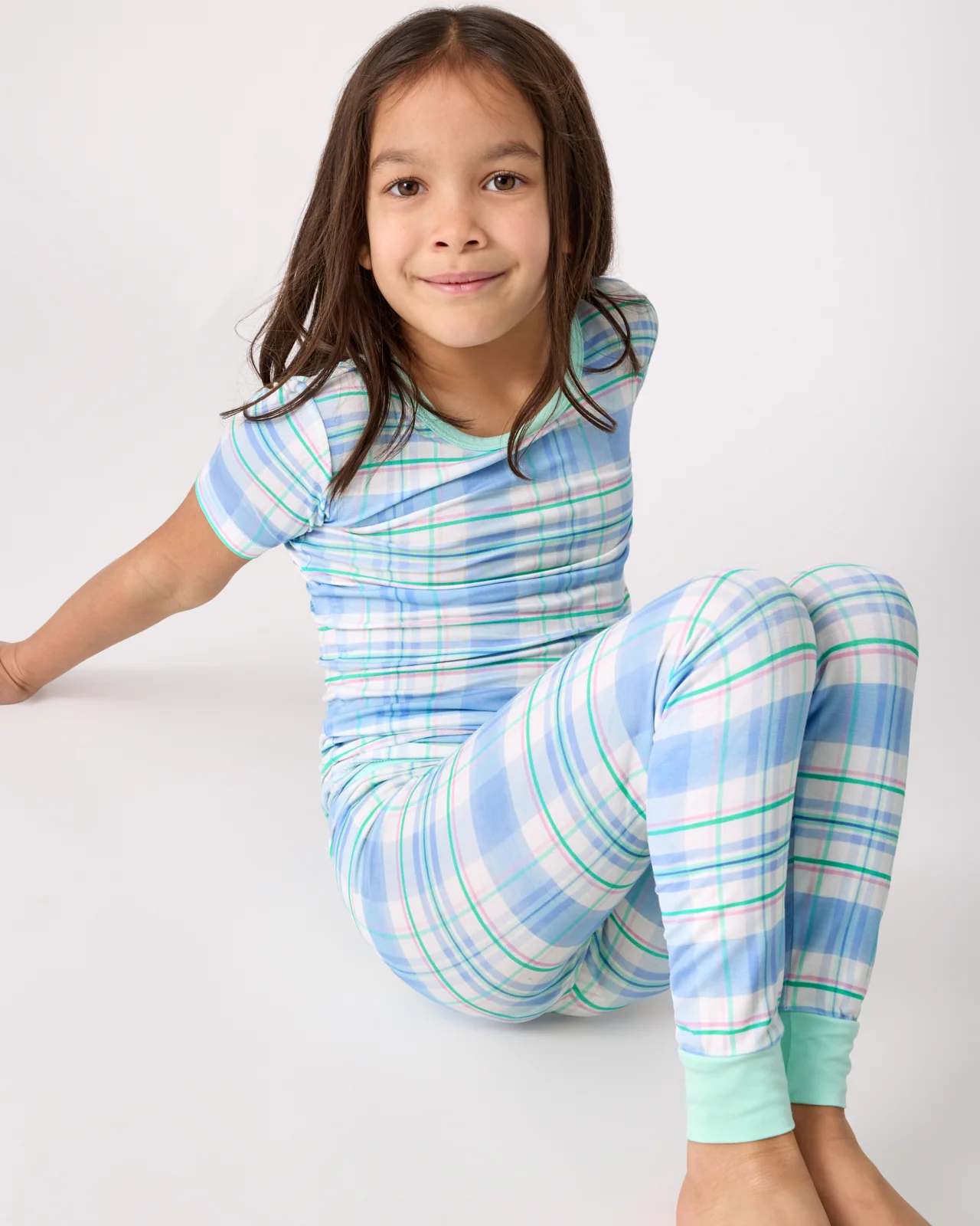 Springtime Plaid Two-Piece Short Sleeve Pajama Set - Image 2
