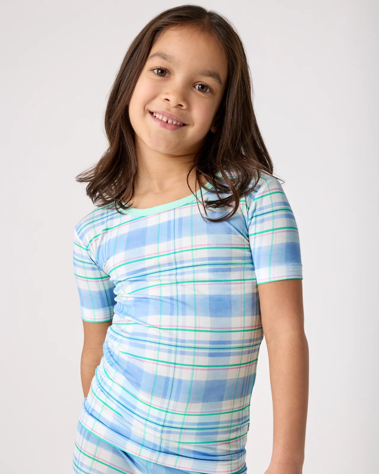 Springtime Plaid Two-Piece Short Sleeve Pajama Set - Image 3