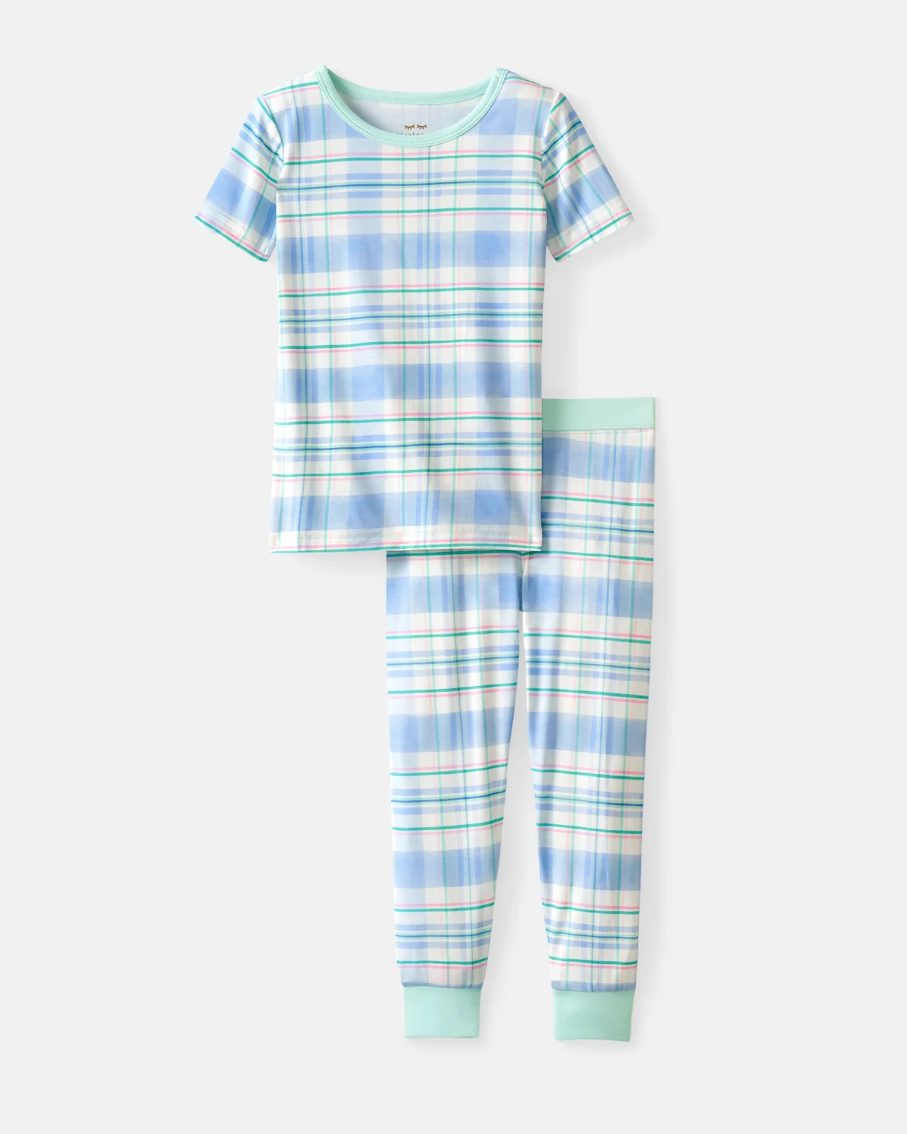 Springtime Plaid Two-Piece Short Sleeve Pajama Set - Image 5