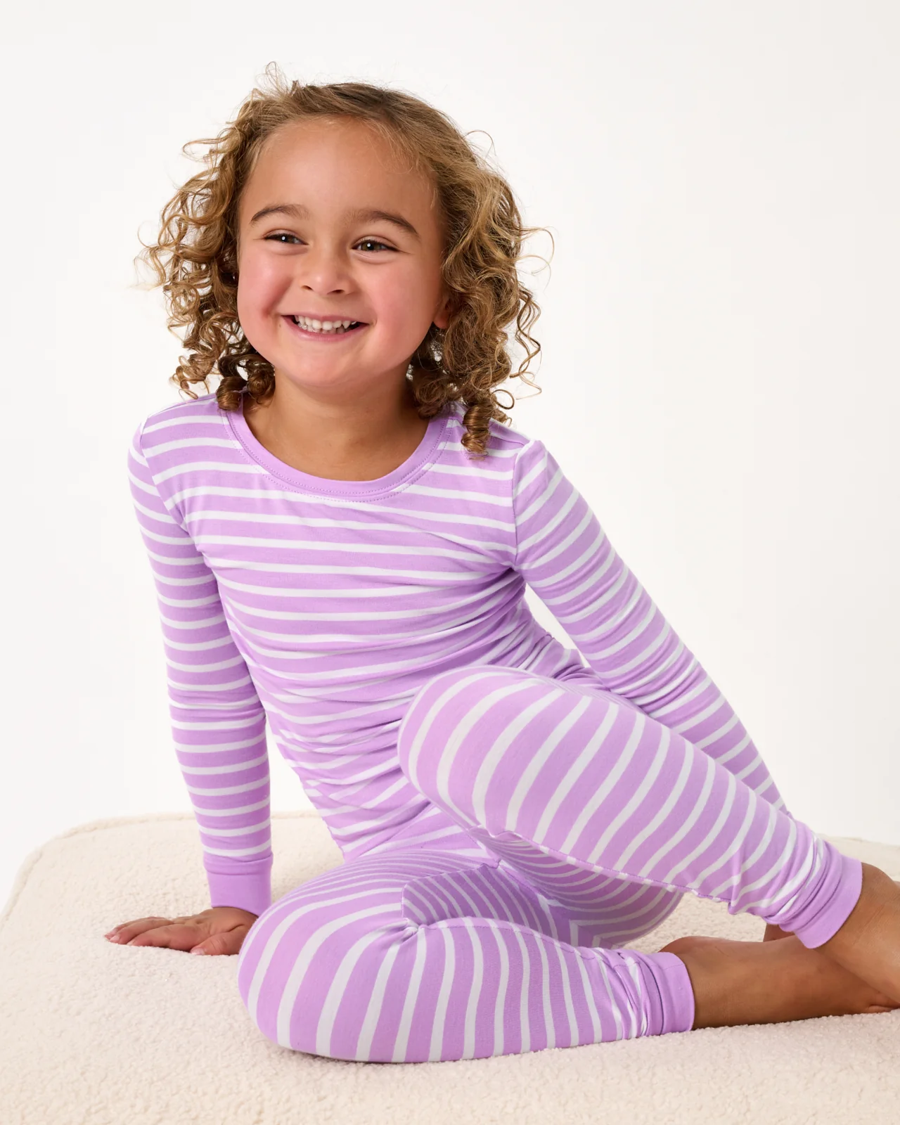 Sweet Orchid Stripe Two-Piece Pajama Set - Image 4