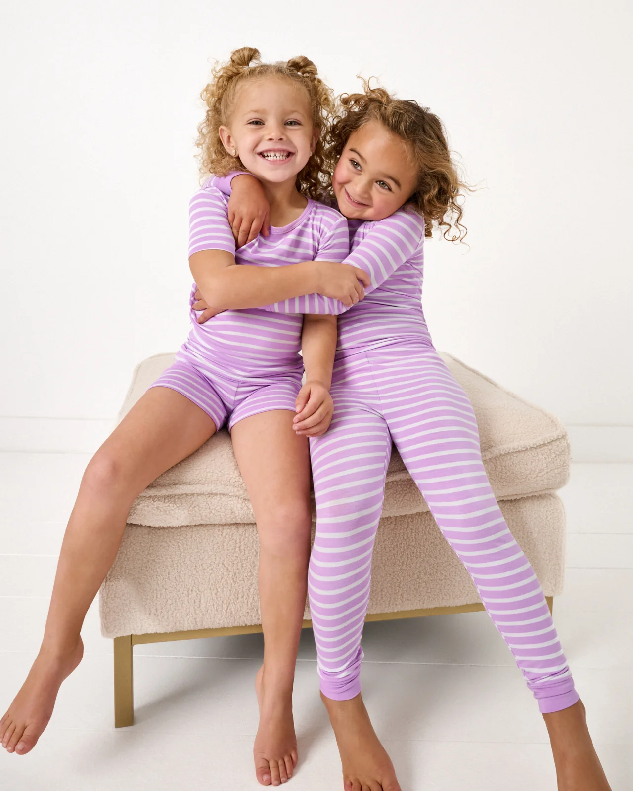 Sweet Orchid Stripe Two-Piece Short Sleeve & Shorts Pajama Set - Image 4