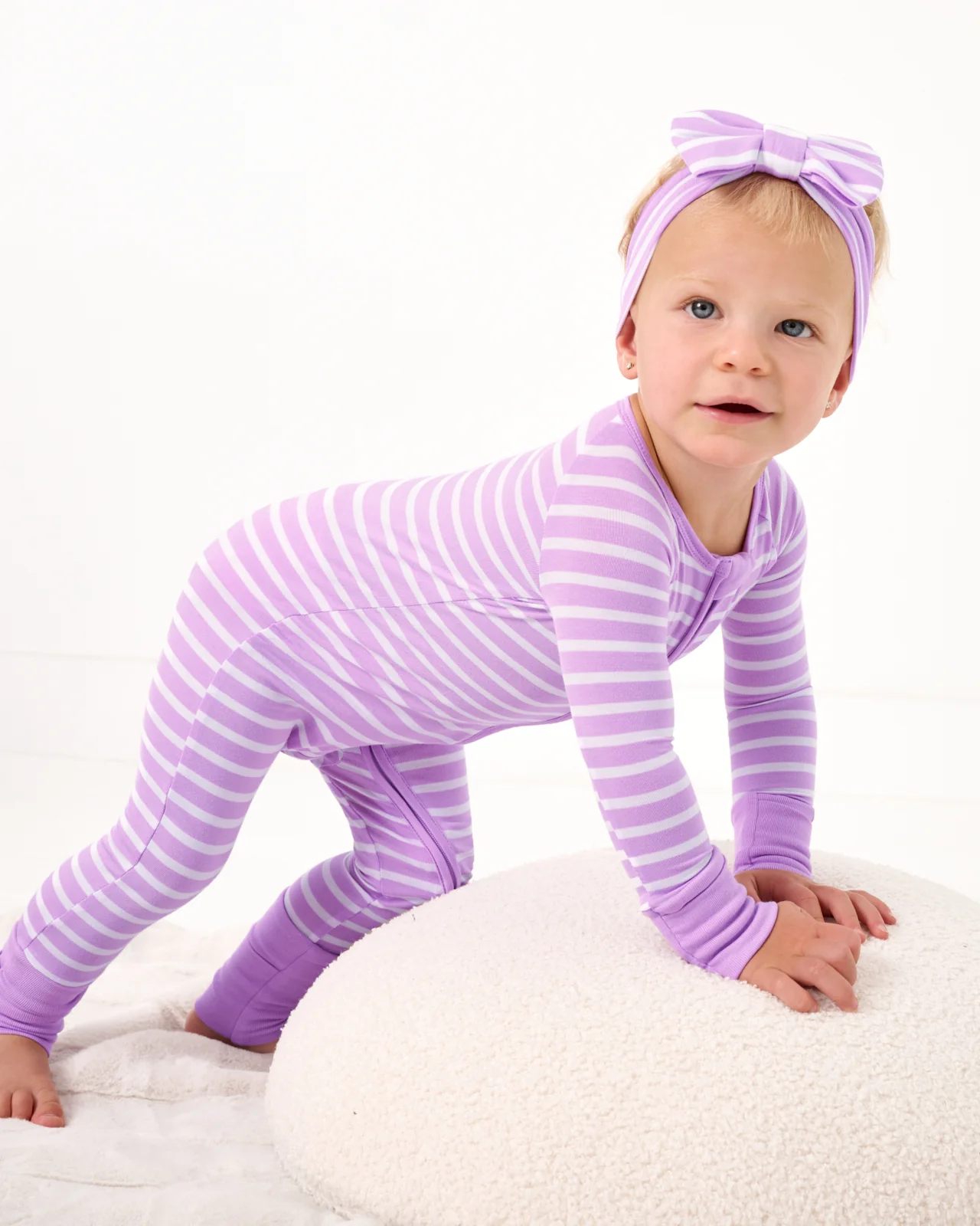 Sweet Orchid Stripe Luxe Bow Headband - Image 3