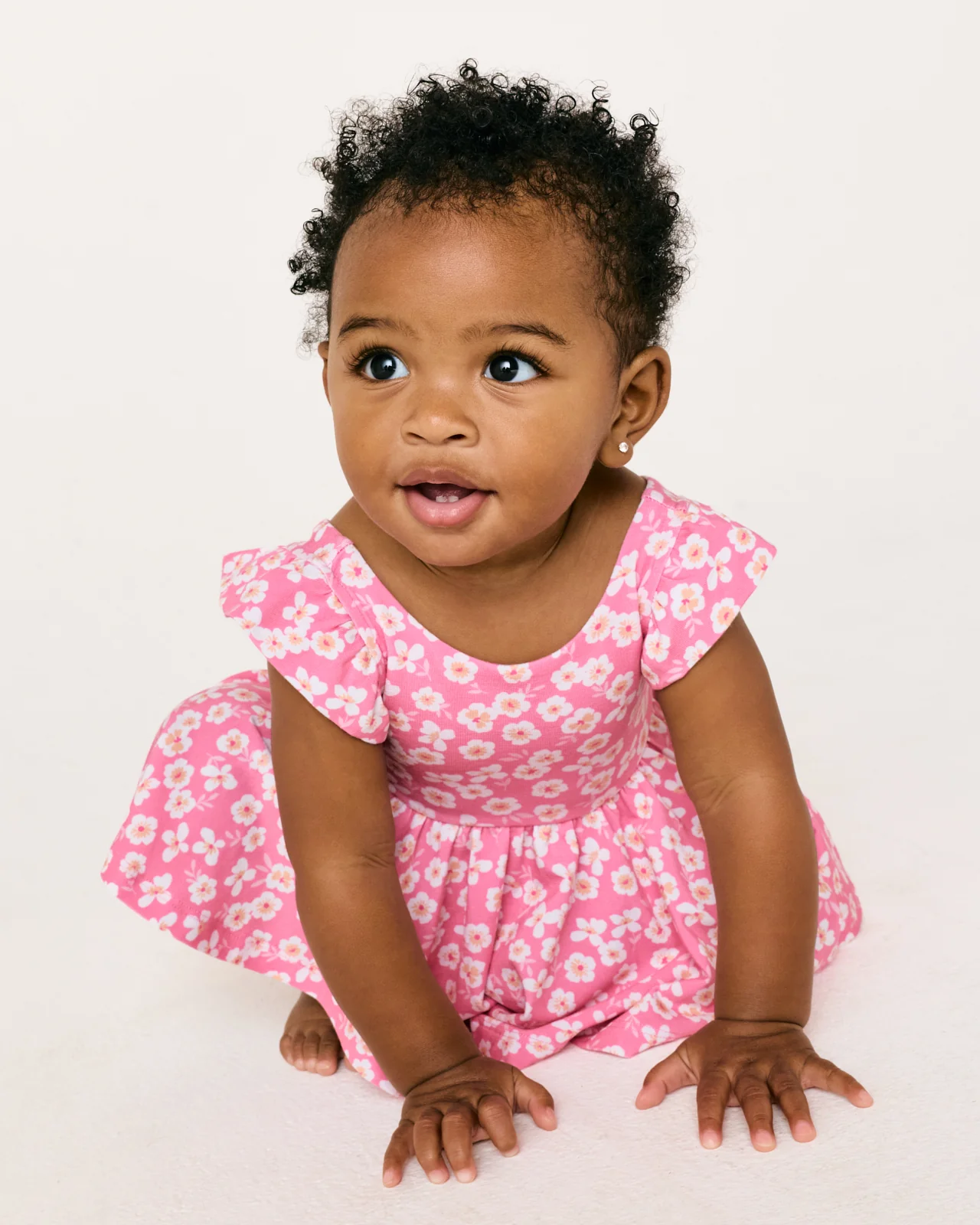 Sweet Pink Petals Flutter Twirl Dress with Bodysuit - Image 3