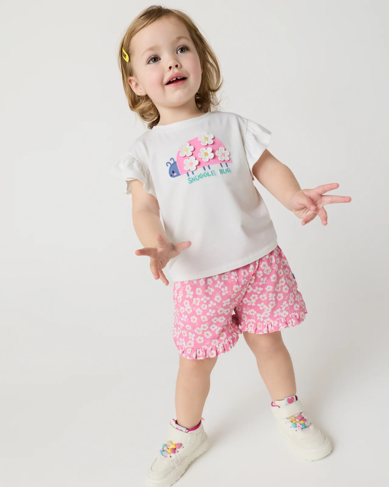 Sweet Pink Petals Ruffle Shorts - Image 3