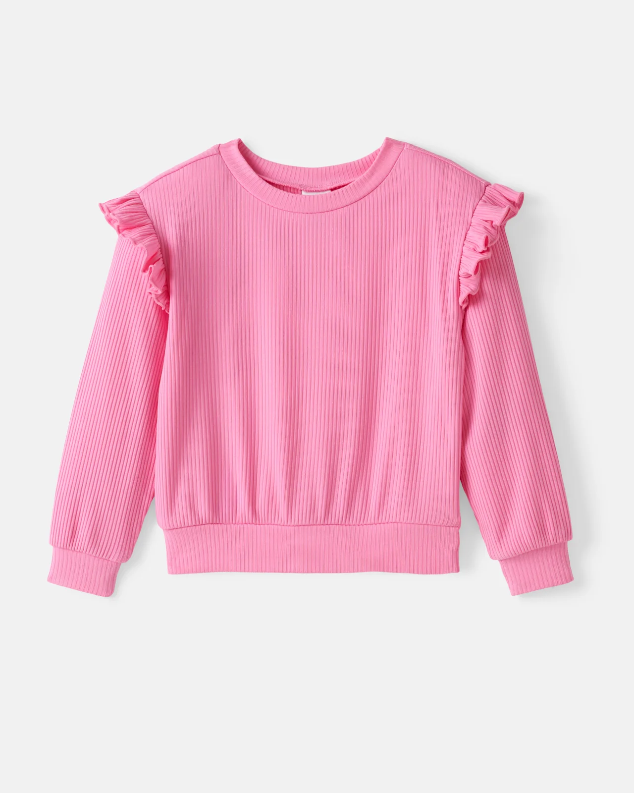 Sweet Pink Ribbed Flutter Crewneck - Image 6