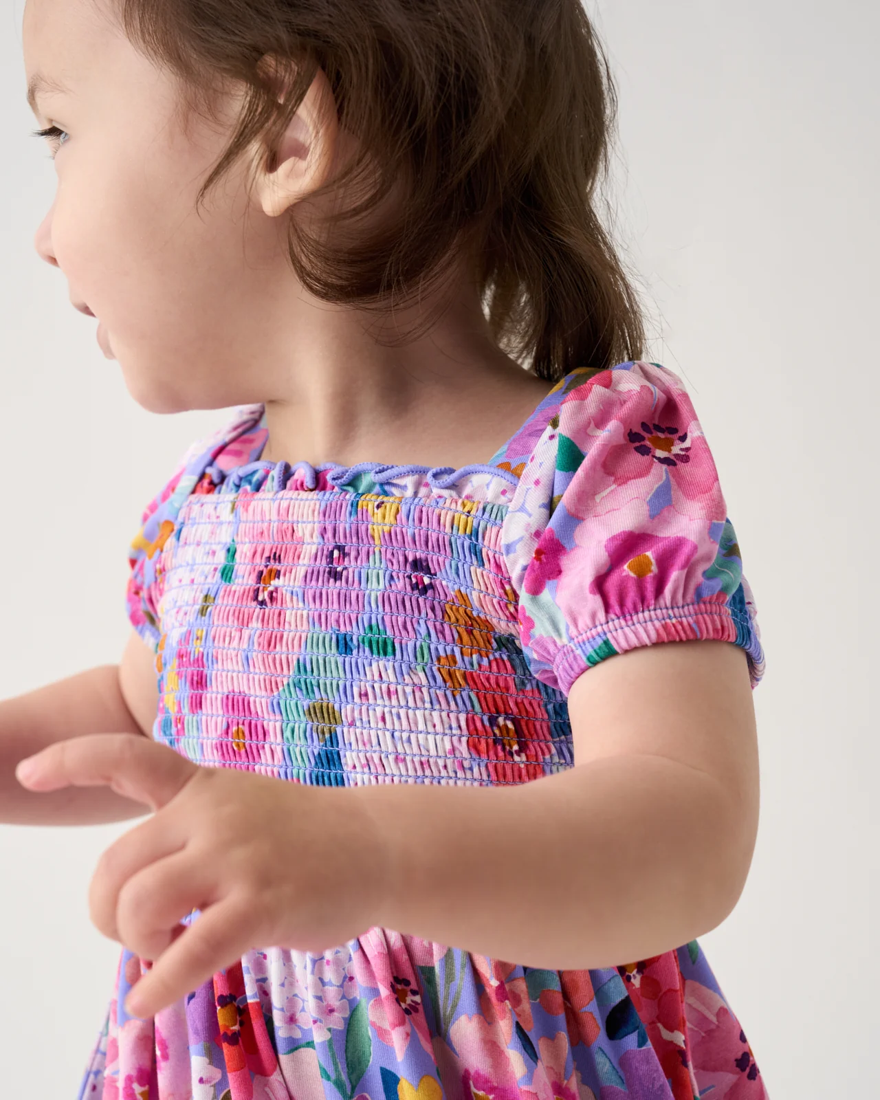 Sweet Sprigs Puff Sleeve Smocked Dress with Bloomer - Image 2