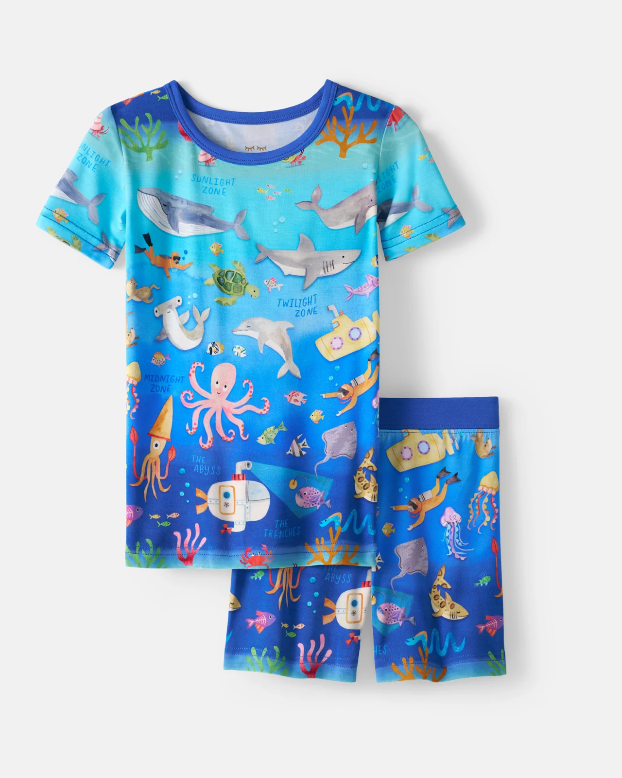 Underwater Discovery Two-Piece Short Sleeve & Shorts Pajama Set - Image 5