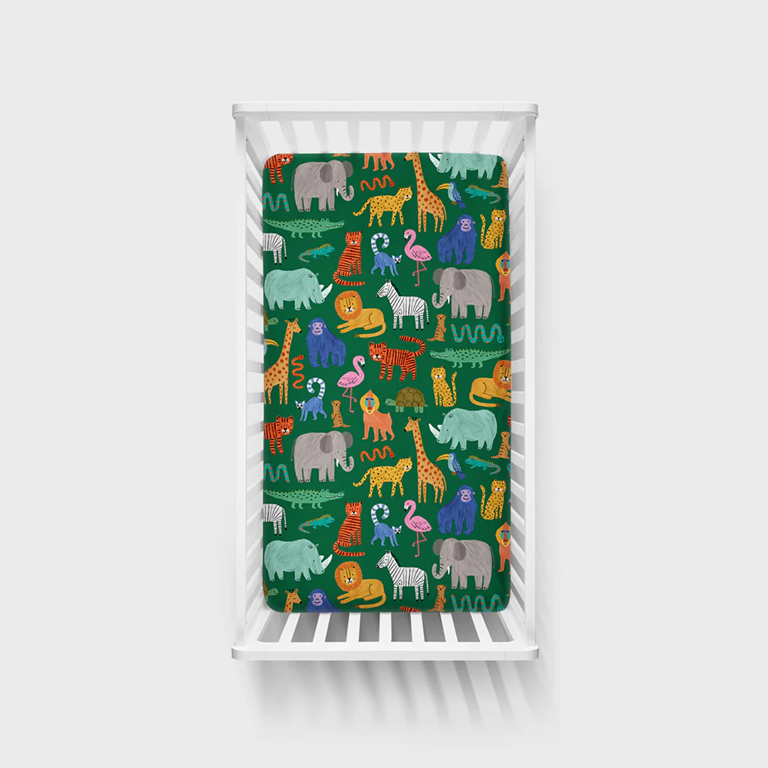 Wild Zoo Fitted Crib Sheet - Image 2