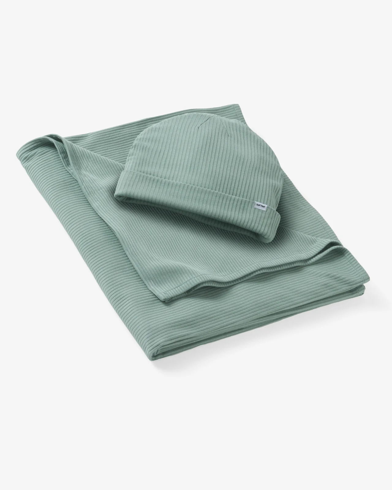 Willow Ribbed Swaddle & Infant Beanie Set - Image 4